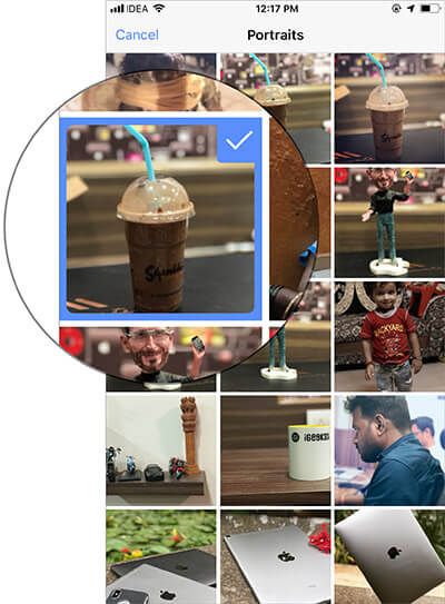 Select the one Portrait photo in Facebook on iPhone