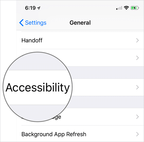 Tap on Accessibility in iPhone or iPad Settings