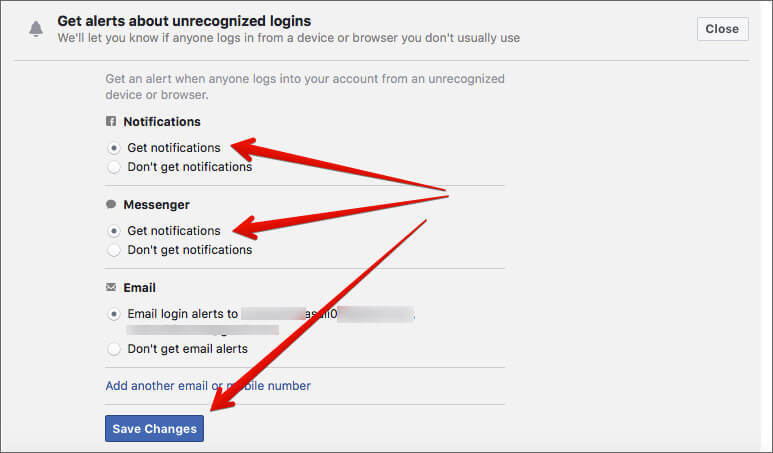 Turn On Get Notification to Protect Your Facebook Account from Hacking