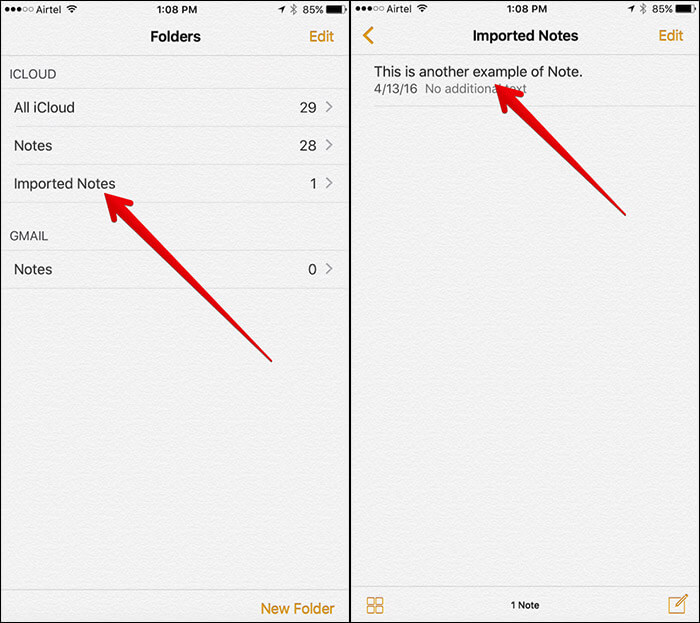 View Evernote Notes in iPhone Notes App