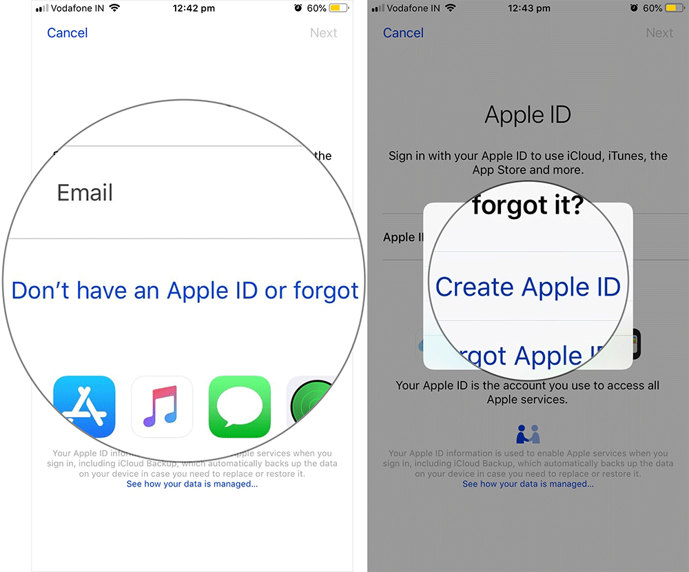 Create New Apple ID on iPhone iPad