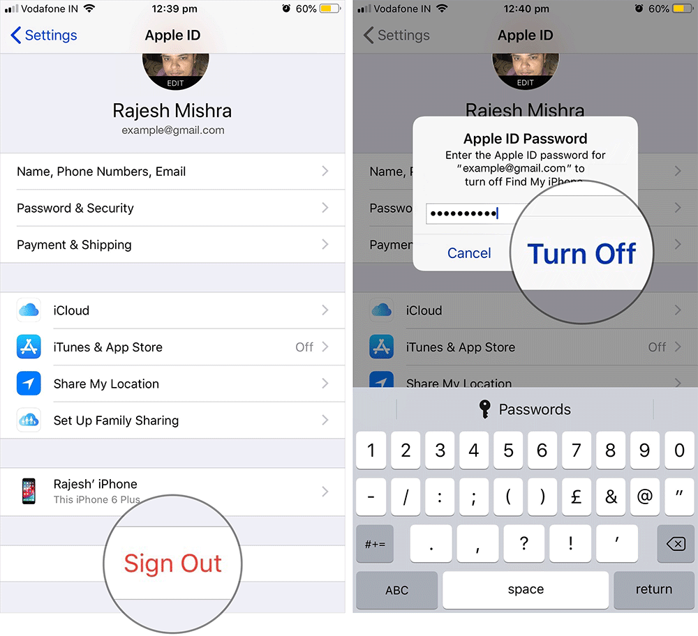 Sign Out from Apple ID on iPhone or iPad