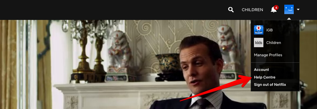 Click on Help Center in Netflix