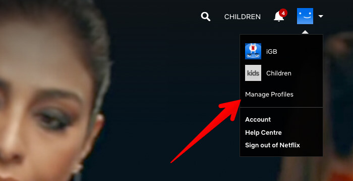 Click on Profiles in Netflix