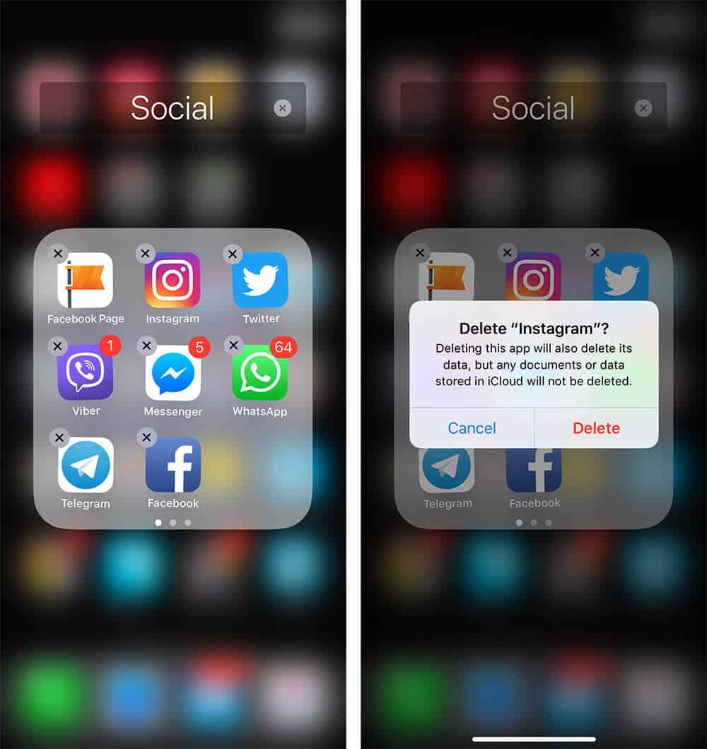 Delete Instagram App from iPhone