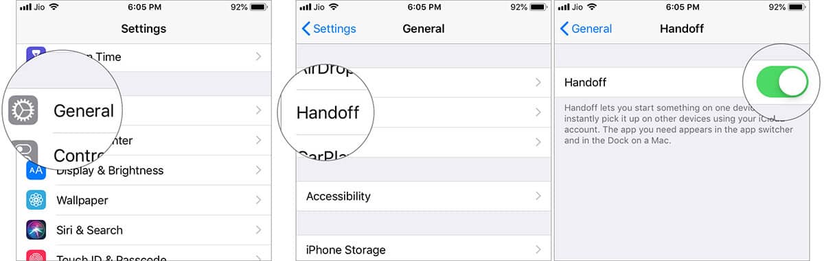 Enable Handoff on iPhone