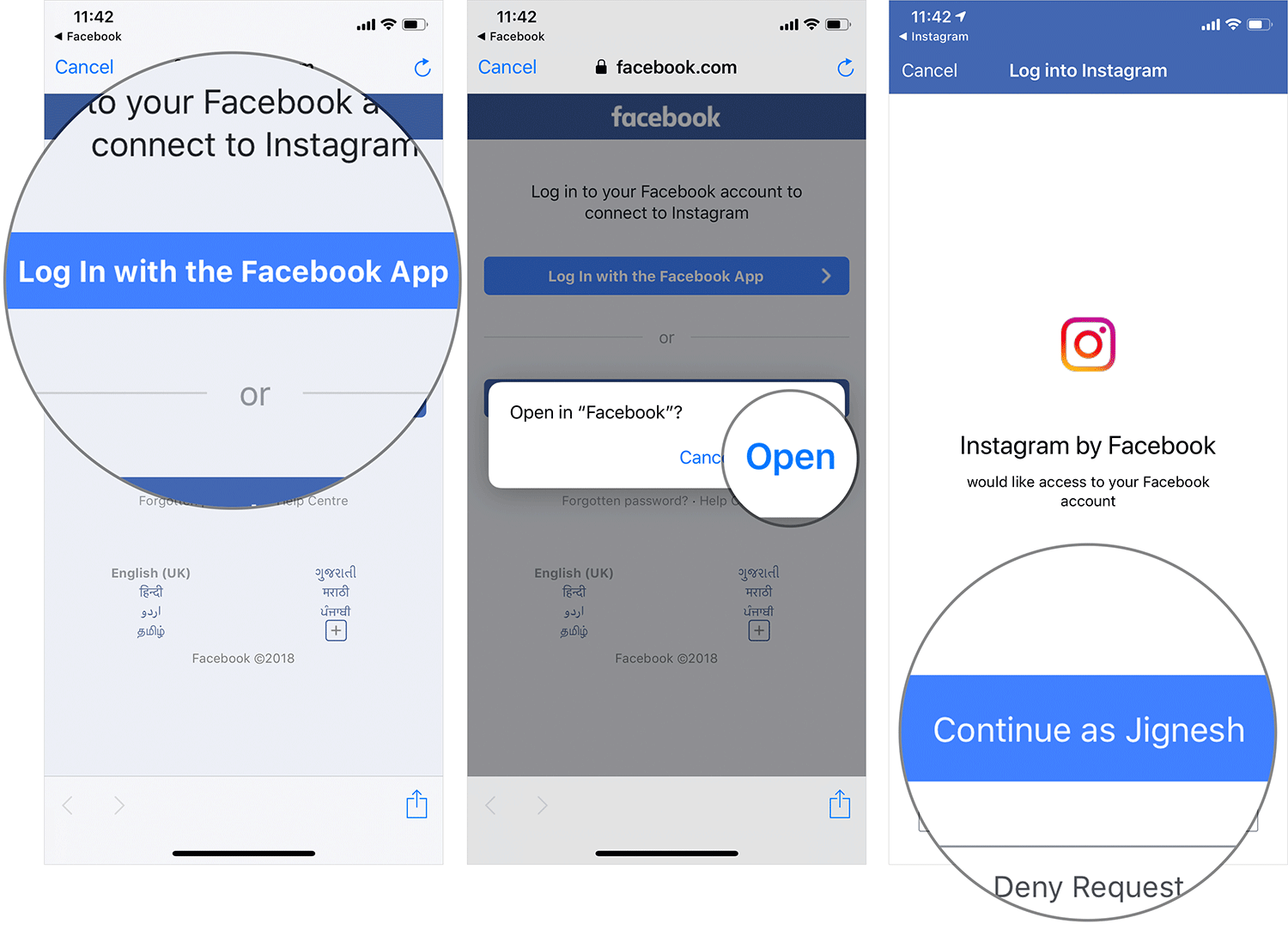Log into Instagram Using FaceBook App