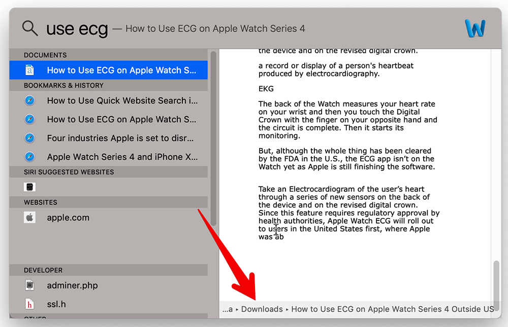 Show File Path in Spotlight on Mac