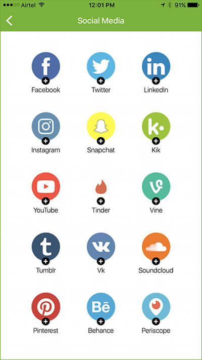 Social Media Profiles Options in SwitchIt iPhone App