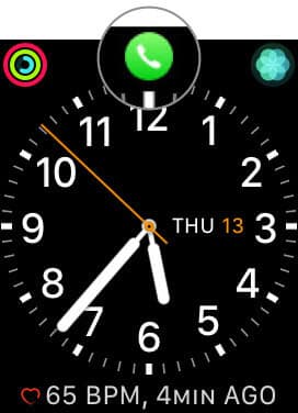 Tap on Green Phone app icon of Apple Watch