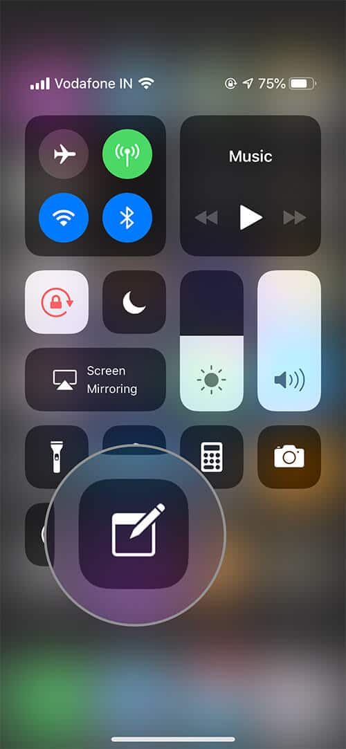 Access the Notes app from Control Center on iPhone and iPad