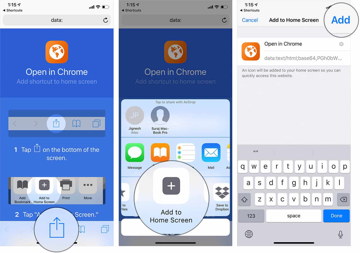 Add Shortcut to Home Screen on iPhone or iPad