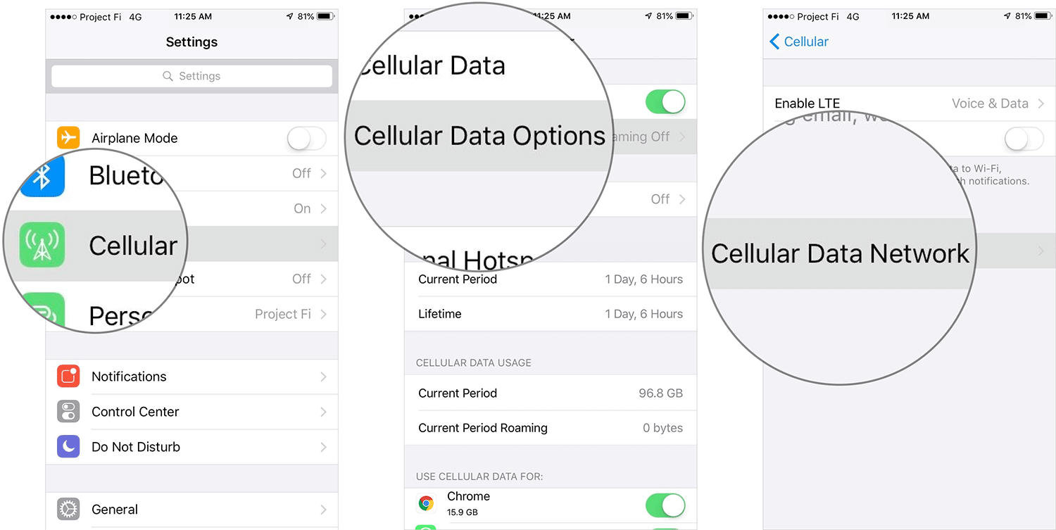 Change Cellular Data Network Settings on iPhone