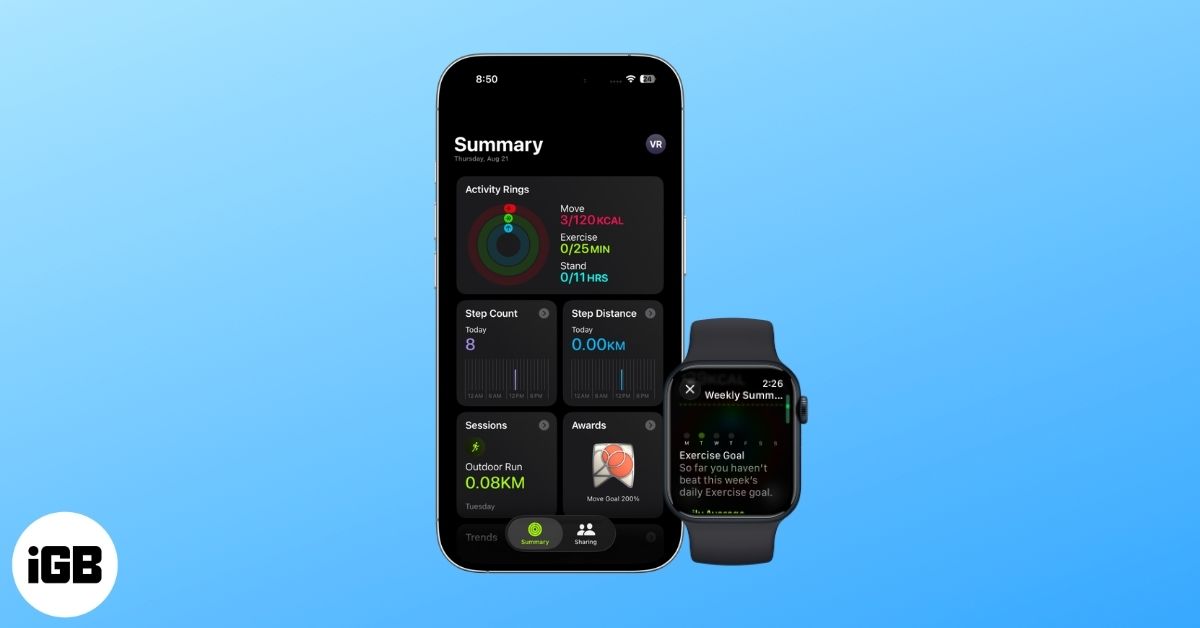 Check your weekly activity summary on apple watch and iphone