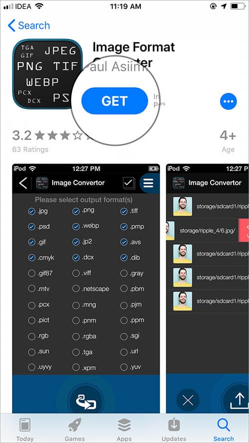 Install Image Format Converter App on iPhone