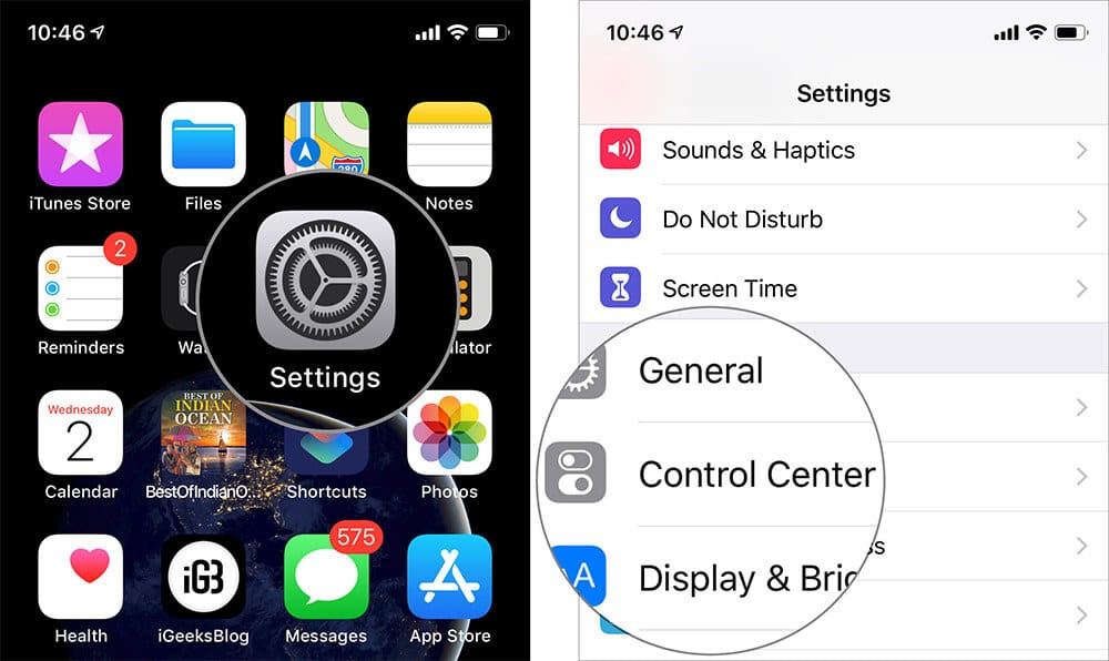 Open Settings and tap on Control Center on iPhone