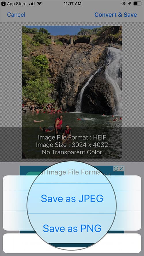 Select the Image Format to Save on iPhone