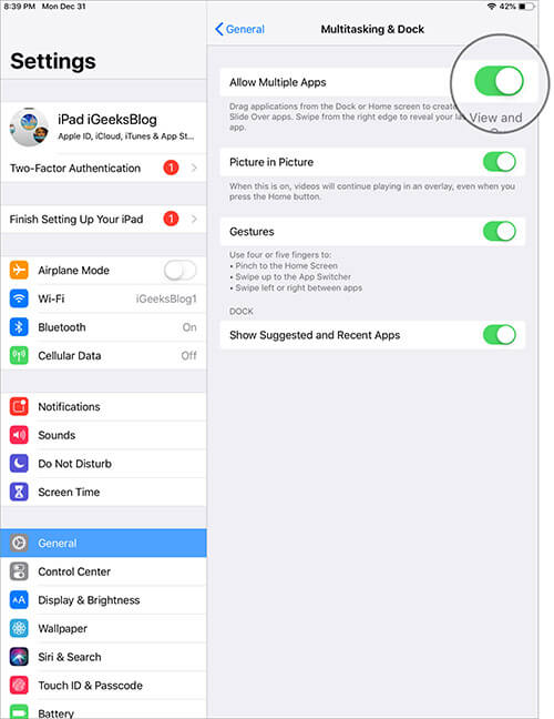 How to Disable Split View and Slide Over on iPad in iOS 12 or iOS 11 - 80