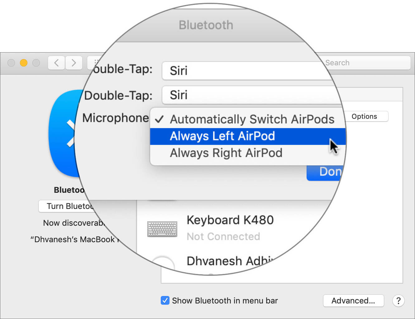 Choose Which AirPod to Use Microphone