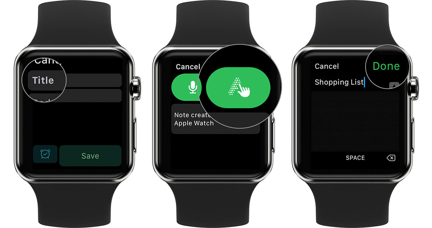 Create Text Evernote Title on Apple Watch