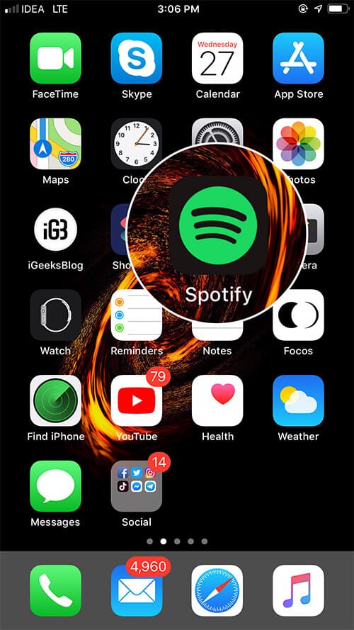 Launch Spotify on your iPhone
