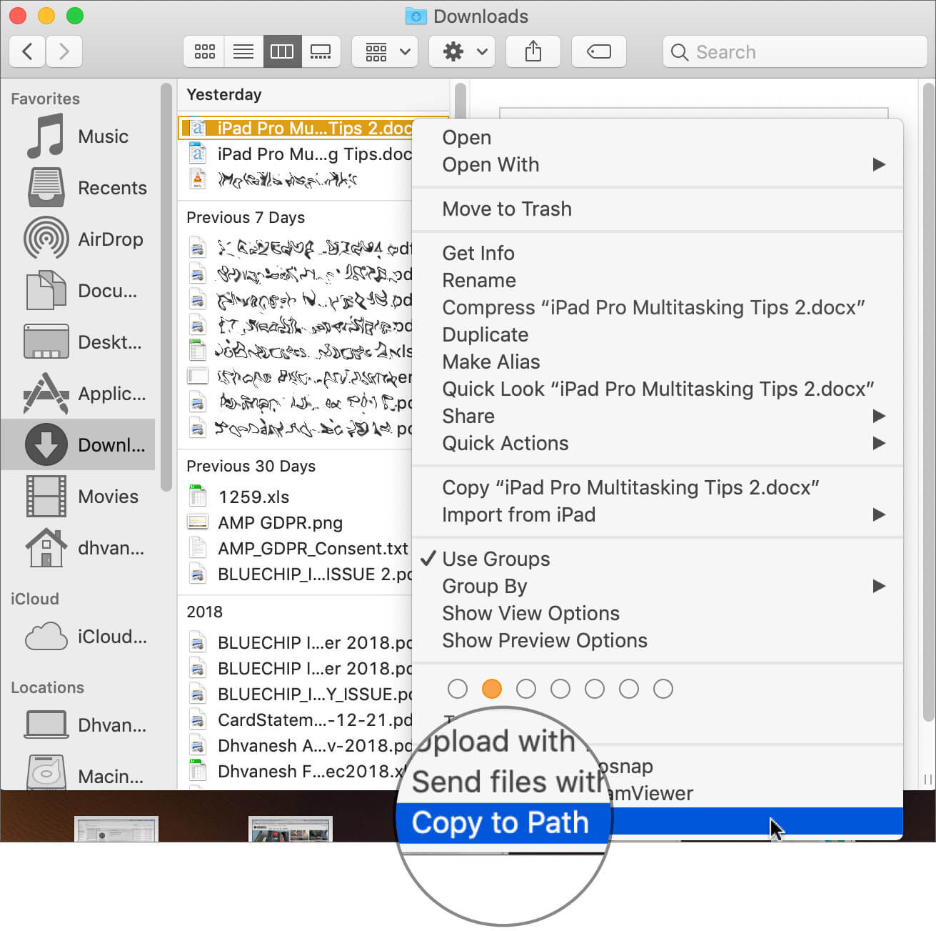 Right Click on File and Click Copy the path option in Mac Finder App