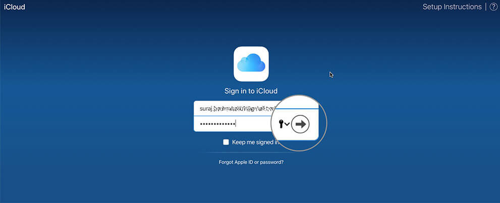 Sign in with your Apple ID and password in iCloud