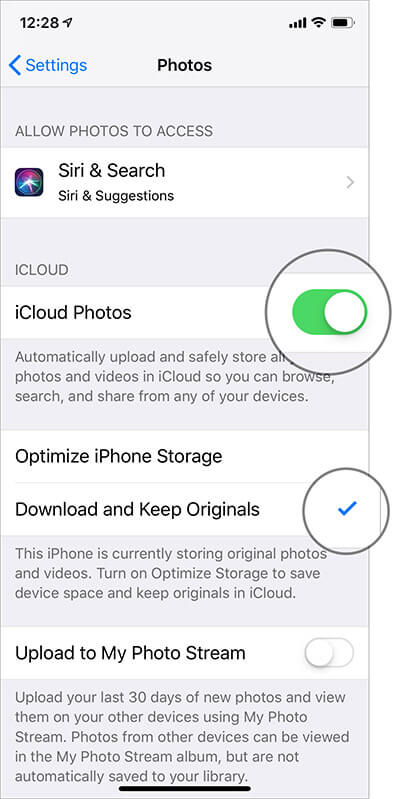 Turn on iCloud Photos on iPhone and iPad