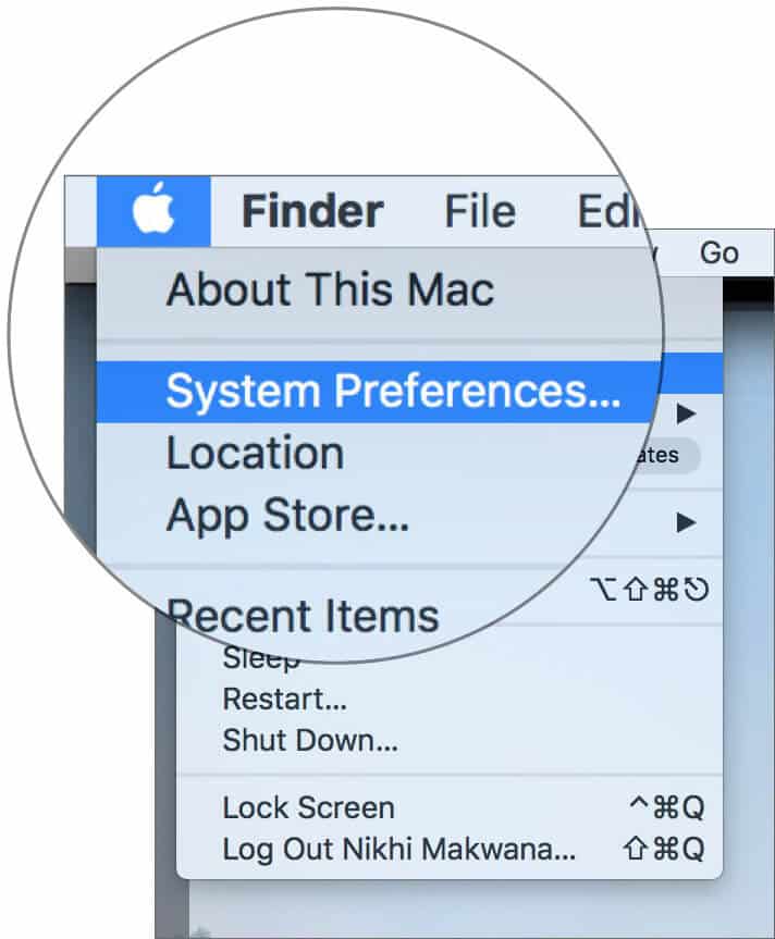 IMG alt = Click on Apple Logo and then click on System Preference