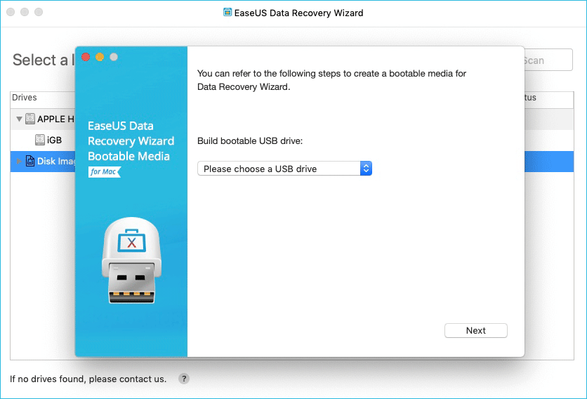 EaseUS Mac Data Recovery Bootable Recovery Drive Options