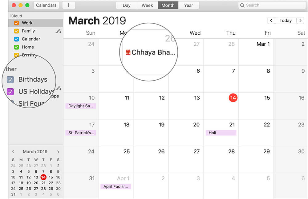 Enable Birthdays in Apple Calendar on Mac