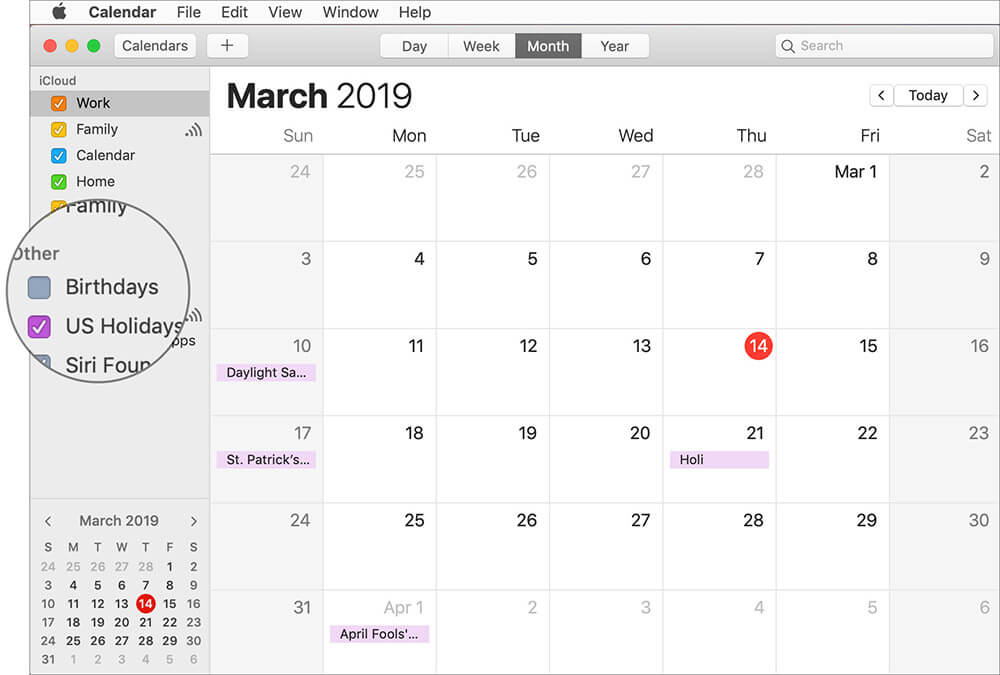 Hide Birthdays in Apple Calendar on Mac