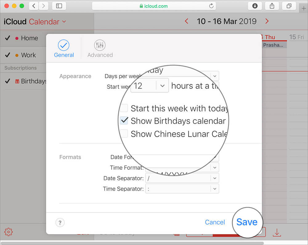 Show Birthdays in Apple Calendar on iCloud Web