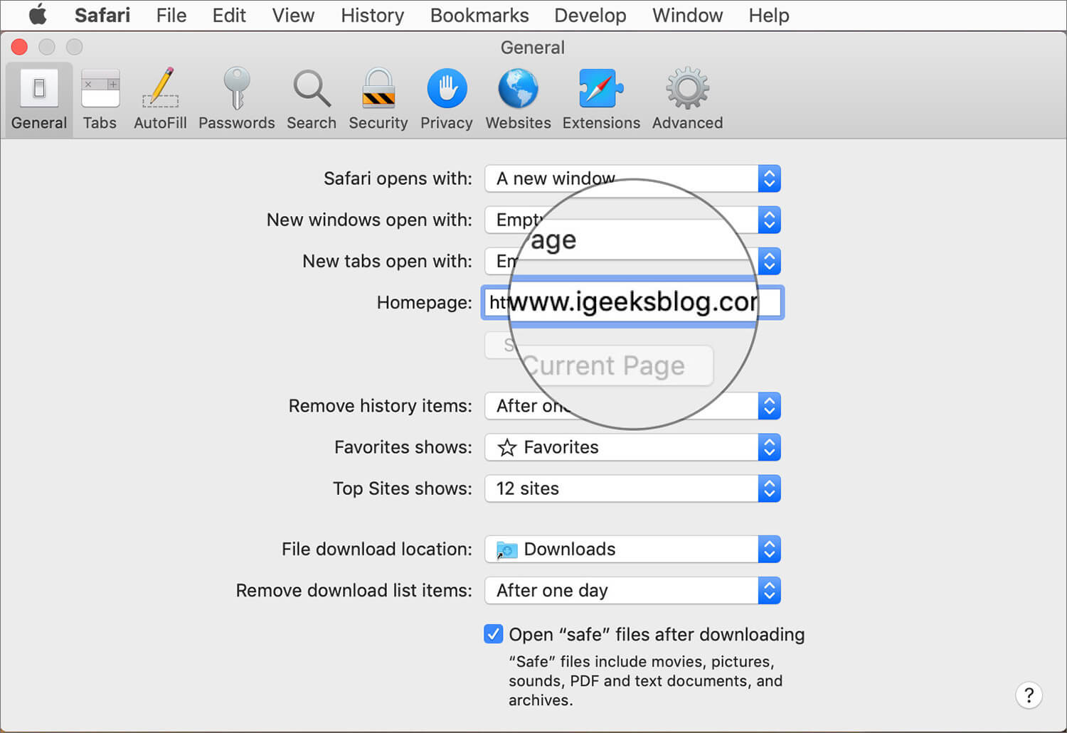 Use Webpage as Safari Homepage on Mac