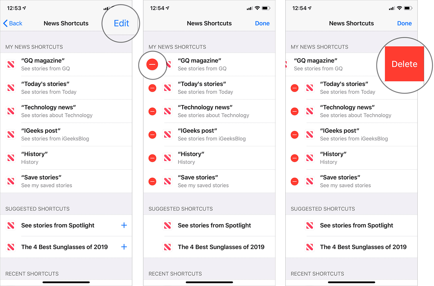 Delete Specific News Siri Shortcut on iPhone or iPad