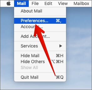Click on Preferences in Mac Mail app