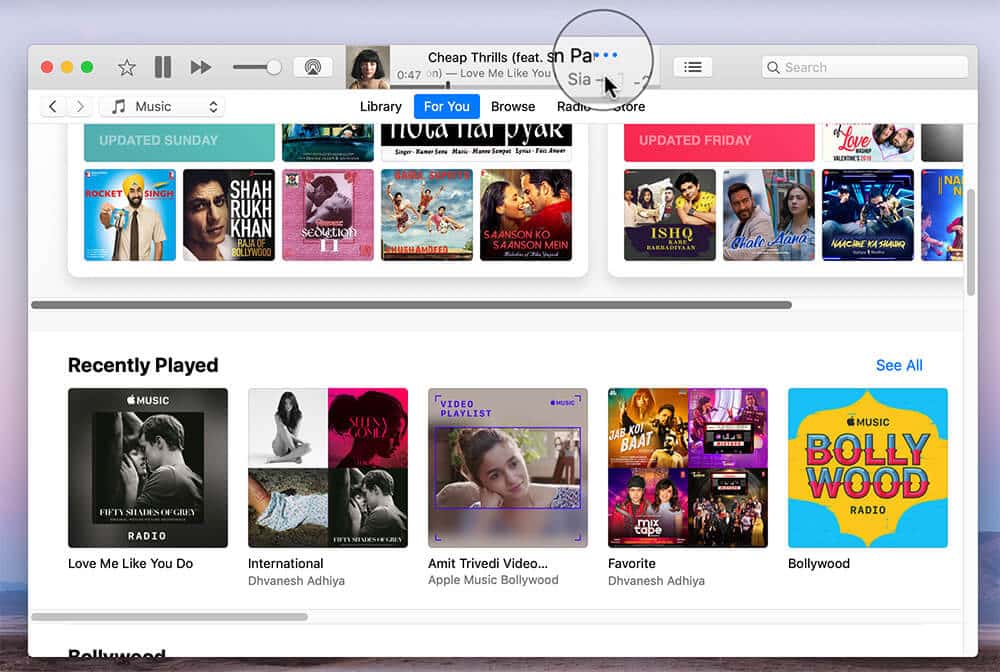 Click on Three Dots next to Songs in iTunes
