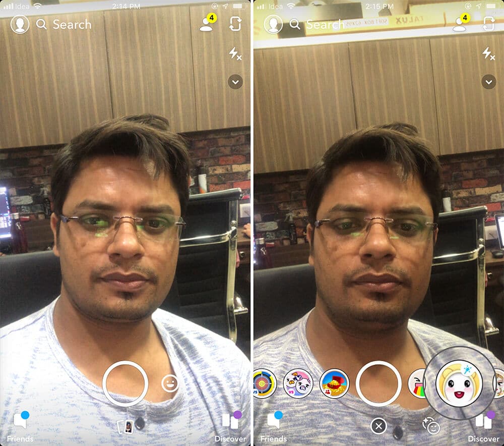 Tap on Baby Filter icon in Snapchat App