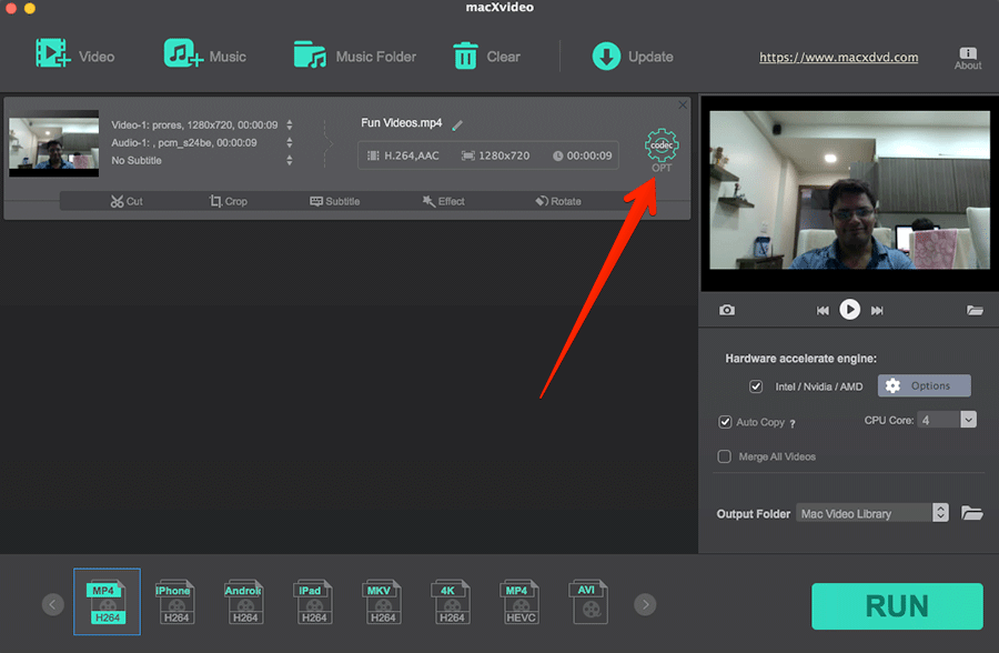 Click on codec and select video to reduce size on mac Click on Codec and Select Video to Reduce Size on Mac