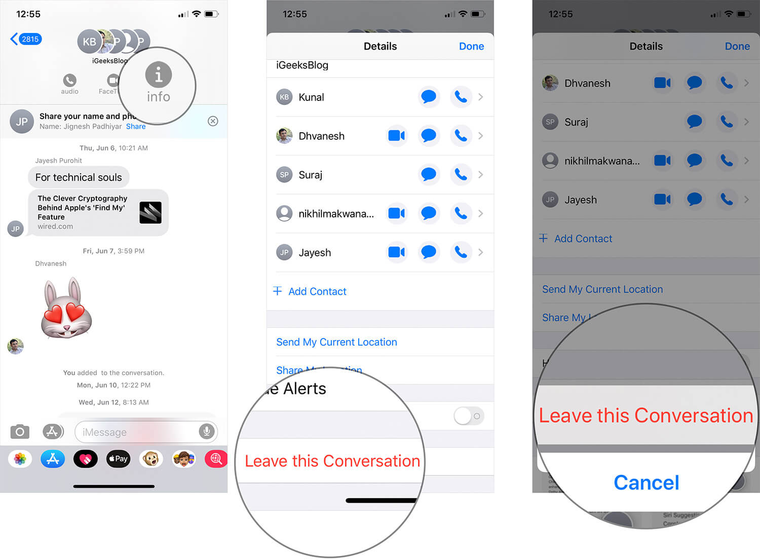 Leave iMessage Group Chat on iPhone or iPad