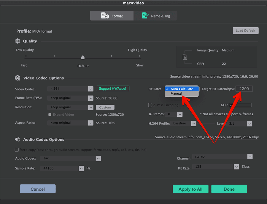 Set bit rate for video on mac in macxvideo Set Bit Rate for Video on Mac in macXVideo