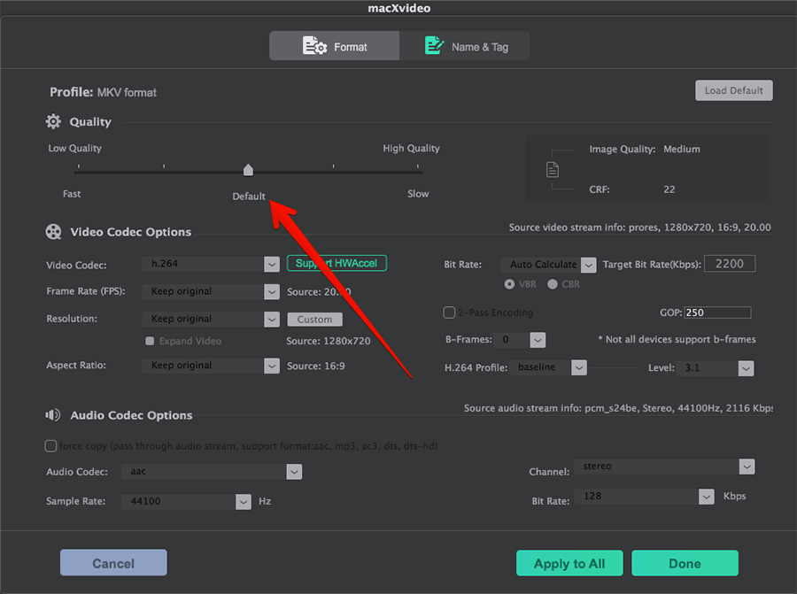 Set Video Quality on Mac using macXvideo