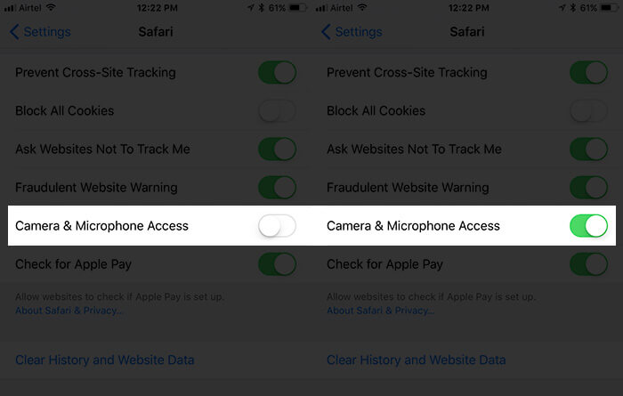 Allow Websites to Automatically Access Your iPhone-iPad Camera and Microphone