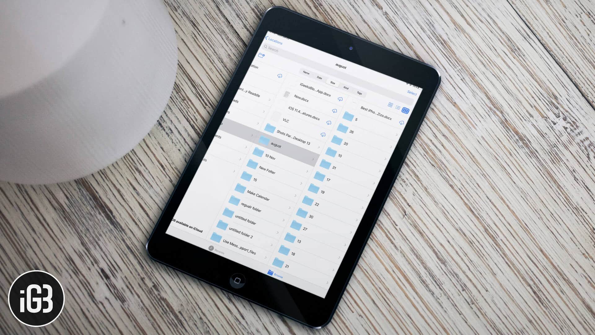 How to access column view in ipados files app