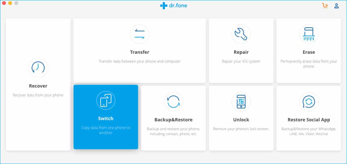 Launch Switch App in dr.Fone