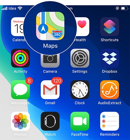Open Apple Maps on iPhone running iOS 13
