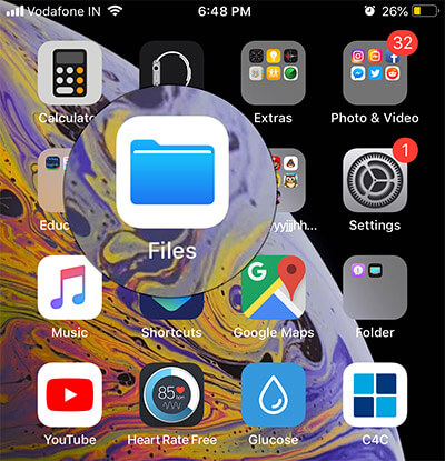 Open Files app on your iPhone