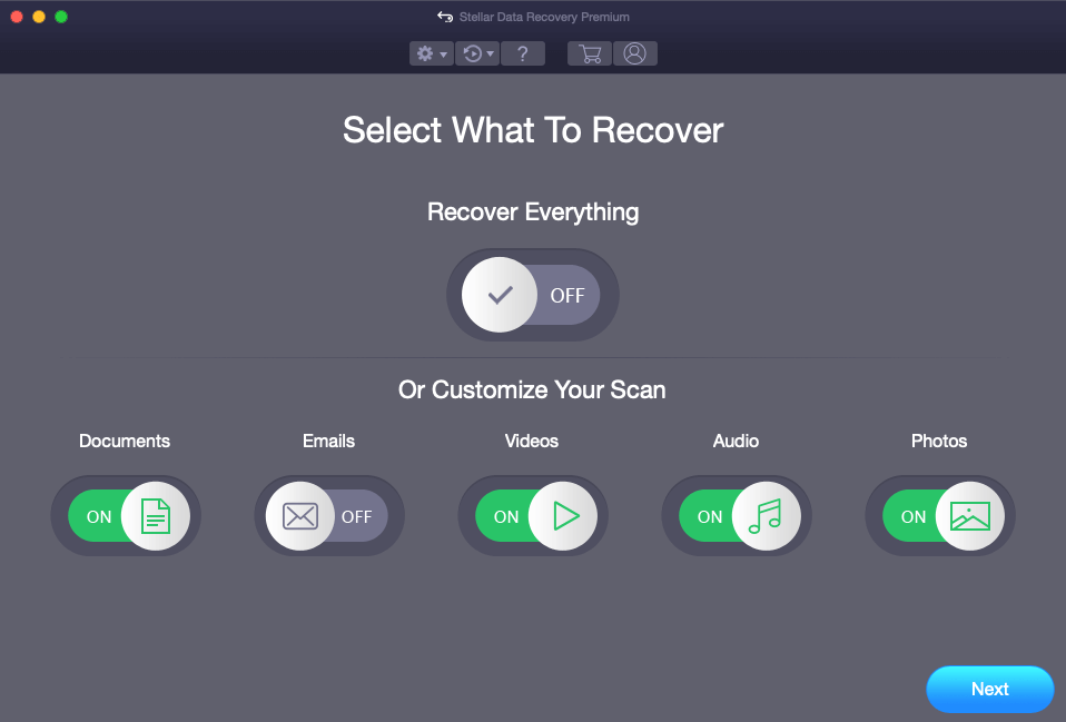 Stellar Data Recovery Premium File Selection