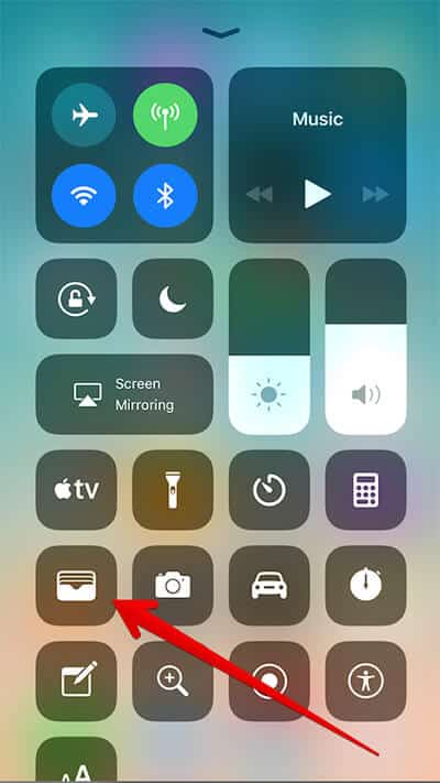 Access Wallet from iOS 11 Control Center on iPhone