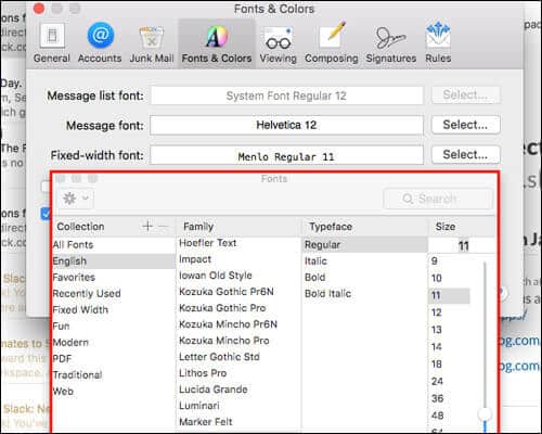 Customize Plain Text Message Font in Mac Mail App